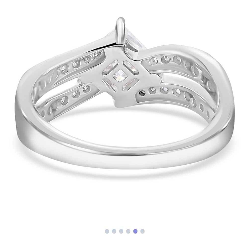 ๐๏ธ๐ Moissanite Bypass Band Ring in Rhodium Over Sterling Silver ( Size 6.0)๐ - Picture 5 of 16